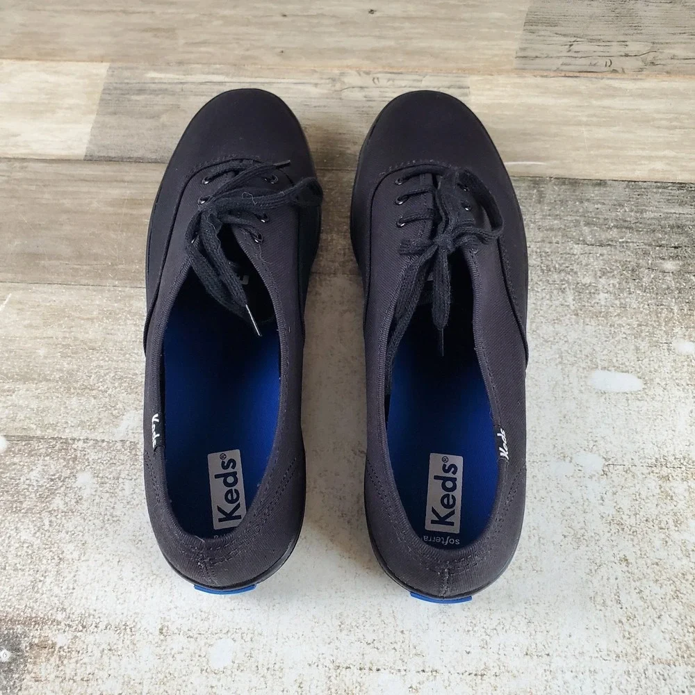 Keds Champion Originals Womens Shoes Sz 9 W Running Black Canvas Lace Up Sneaker